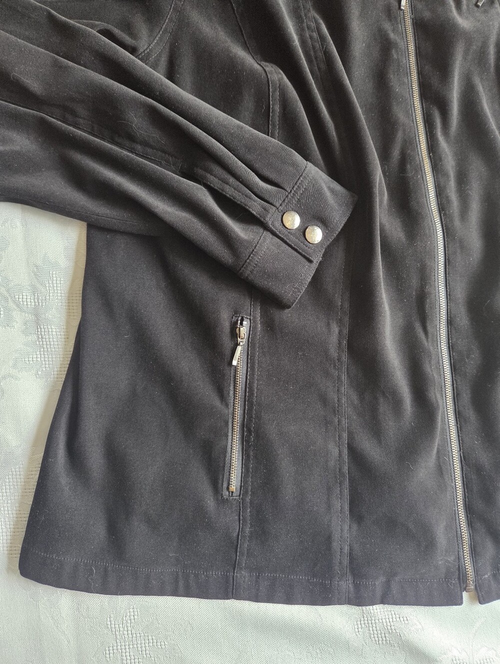 Optimum Nostalgia - Jacket Black Faux Suede Zip Up - Picture 5 of 13